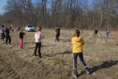 Pose des jalons 8 mars 2002; Afforestation pédagogique biodiverse de Saint Julien.