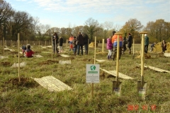 Plantation du neuvième bosquet biodivers. Vendredi 17 novembre 2017. Création forestière pédagogique biodiverse de Saint Julien.